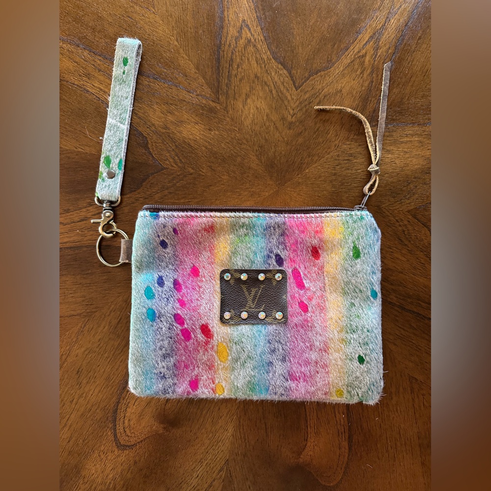 Colorful Striped Clutch with Wristlet
